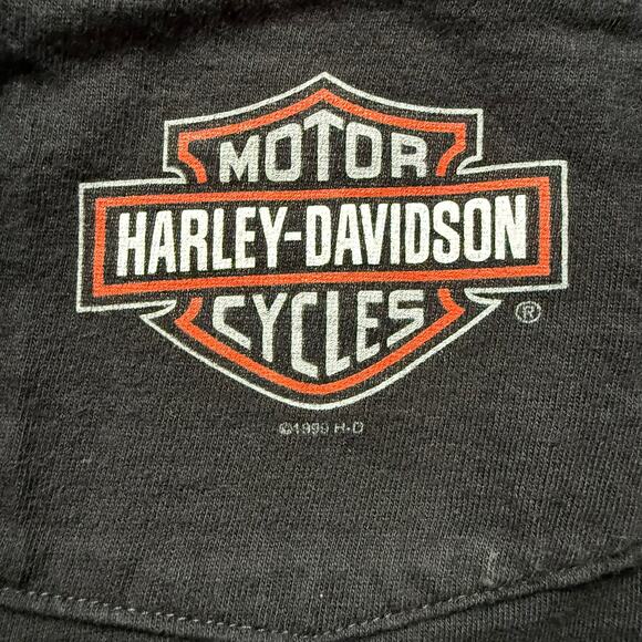 Harley-Davidson 1999 Henley T-Shirt Black Pocket Tee Men’s Medium USA - Picture 4 of 8